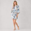 Blue Floral Satin Robe With Self-Tie Belt | Bridal Sleepwear Manufacturer