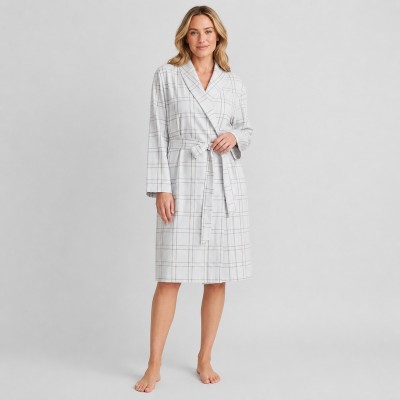 Women's Plaid Flannel Robe With Self-Tie Belt | Custom Sleepwear Manufacturer