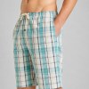Aqua Plaid Cotton Pajama Shorts | Men's Sleepwear Supplier