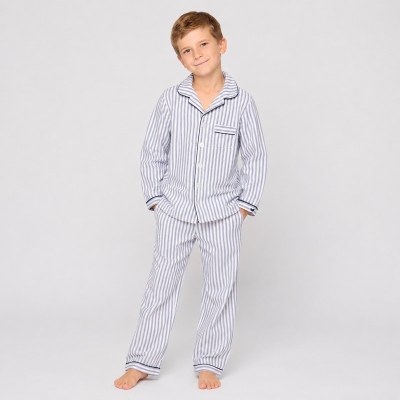 Blue Stripe Kids' Cotton Pajama Set | Private Label Sleepwear