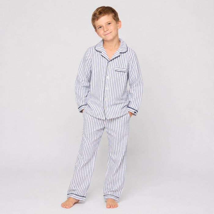 Blue Stripe Kids' Cotton Pajama Set | Private Label Sleepwear