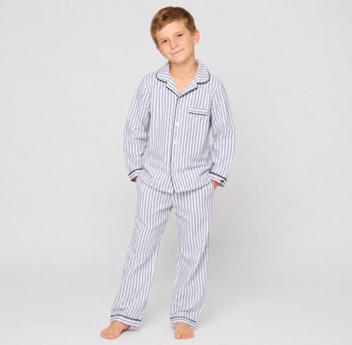 Blue Stripe Kids' Cotton Pajama Set | Private Label Sleepwear