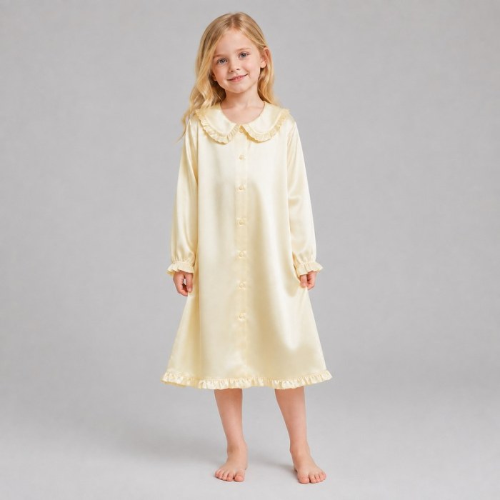 Ruffle Collar Girls Satin Nightgown | Private Label Kids Sleepwear