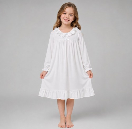 Ruffle Collar Cotton Girls Nightgown | Private Label Kids Sleepwear