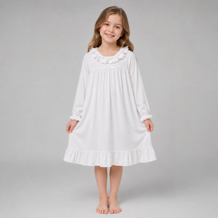 Ruffle Collar Cotton Girls Nightgown | Private Label Kids Sleepwear