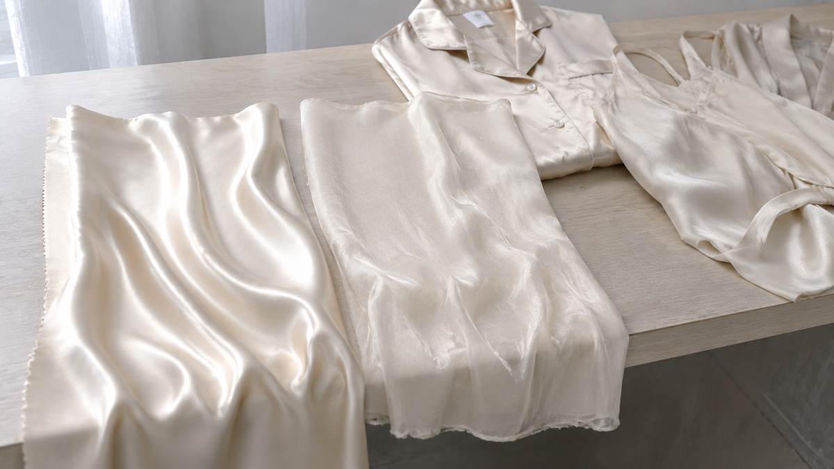 Satin and silk pajama fabric drape comparison for premium sleepwear development