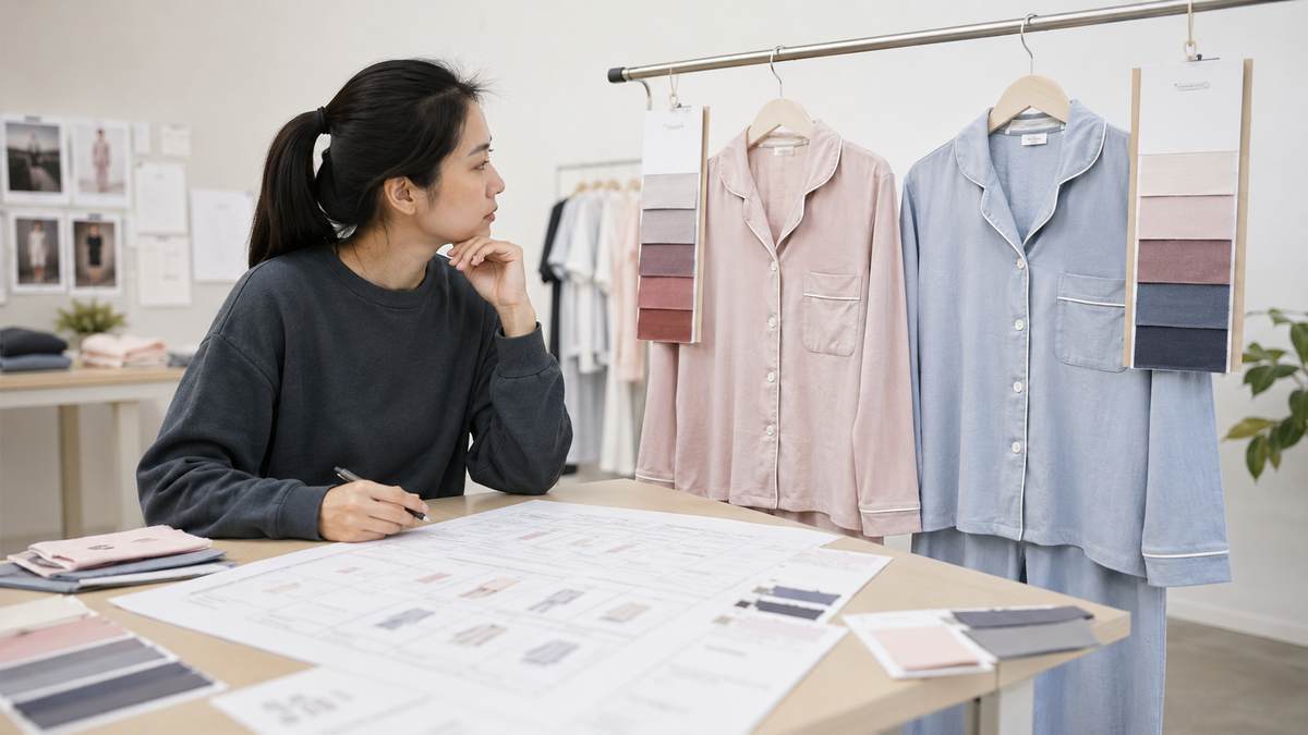Sleepwear styles colors and order quantities reviewed when planning pajama manufacturing costs