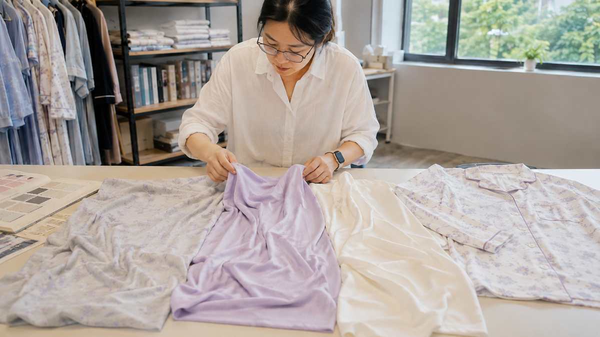 Different pajama fabric specifications and weights compared during sleepwear product costing