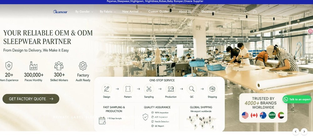 Glamour official website - OEM and ODM sleepwear partner with China and Vietnam production