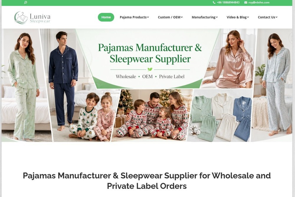 Luniva official website - pajama manufacturer and sleepwear supplier for wholesale and private label