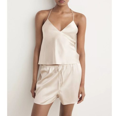 Beige Satin Camisole Pajama Set | Private Label Sleepwear Supplier