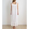White Cotton Sleeveless Nightgown | Lace Trim Ruffle Hem Sleep Dress