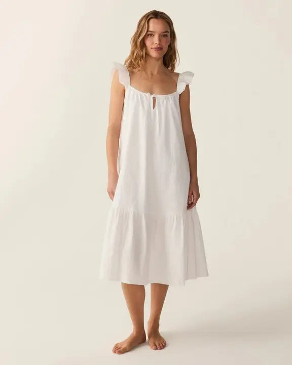 White Swiss Dot Cotton Nightgown
