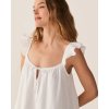 White Swiss Dot Cotton Nightgown | Ruffle Sleeve Tiered Sleep Dress