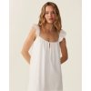 White Swiss Dot Cotton Nightgown | Ruffle Sleeve Tiered Sleep Dress