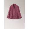 Burgundy Striped Cotton Pajama Set Supplier | Long Sleeve Notch Collar Sleepwear