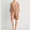 Camel 3-Piece Viscose Knit Lounge Set Supplier | Robe, Cami & Shorts Sleepwear