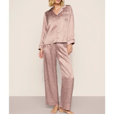 Mulberry Silk Pajama Set Supplier | Notch Collar Long Sleeve Sleepwear