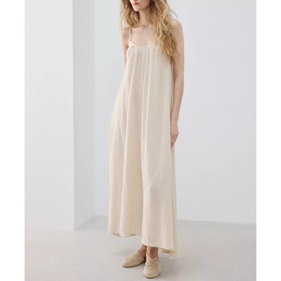 Cotton Gauze Cami Nightgown Supplier | Double Gauze Back Tie Slip Dress
