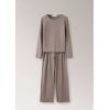 Pointelle Knit Lounge Set Supplier | Long Sleeve Taupe Loungewear