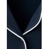 Navy Modal Knit Pajama Set Supplier | White Piping Long Sleeve Sleepwear