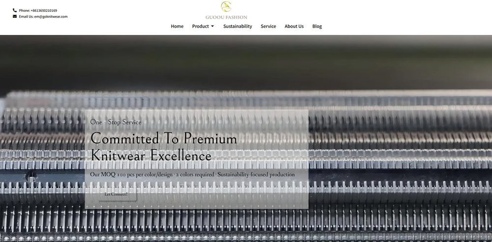 Guoou Fashion official website homepage for premium knitwear manufacturing