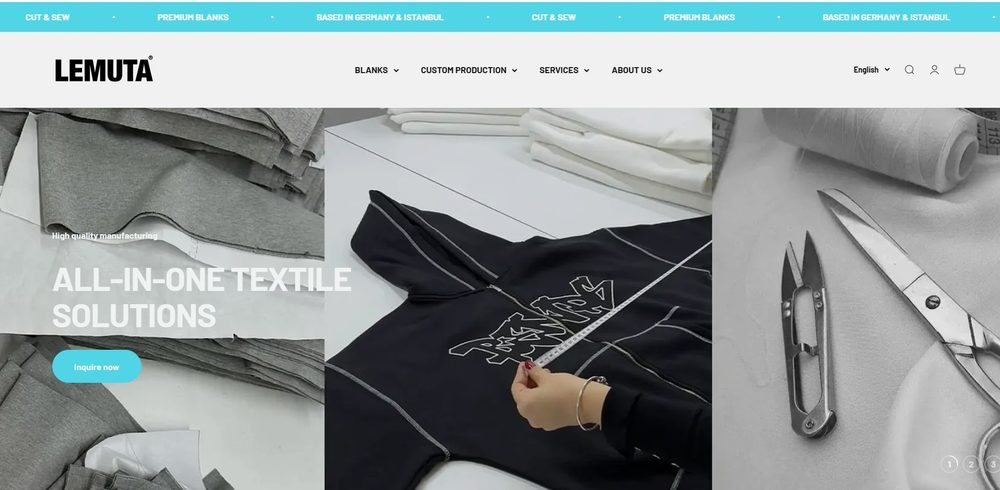 Lemuta official website homepage for all-in-one textile and cut-and-sew production