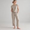 Sand Slub Cotton-Linen Lounge Set Supplier | Cap Sleeve Two-Piece Homewear