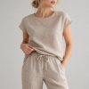 Sand Slub Cotton-Linen Lounge Set Supplier | Cap Sleeve Two-Piece Homewear