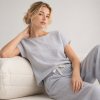Sand Slub Cotton-Linen Lounge Set Supplier | Cap Sleeve Two-Piece Homewear