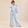Off Shoulder Wide Leg Knit Lounge Set Supplier | Women's Knit Loungewear Manufacturer