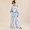 Off Shoulder Wide Leg Knit Lounge Set Supplier | Women's Knit Loungewear Manufacturer