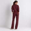 Burgundy Half Zip Knit Lounge Set Supplier | Women's Knit Loungewear Manufacturer