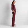 Burgundy Half Zip Knit Lounge Set Supplier | Women's Knit Loungewear Manufacturer