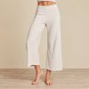Cream Cropped Wide Leg Knit Pants Supplier | Women's Knit Lounge Pants Manufacturer