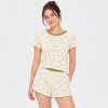 Cream Floral Print Short Sleeve Shorts Set Supplier | Women's Homewear Manufacturer