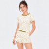 Cream Floral Print Short Sleeve Shorts Set Supplier | Women's Homewear Manufacturer
