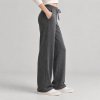 Charcoal Wide Leg Drawstring Sweatpants Supplier | Women's Lounge Pants Manufacturer
