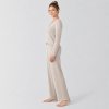 Sand Waffle Knit Henley Lounge Set Supplier | Women's Thermal Knit Loungewear Manufacturer