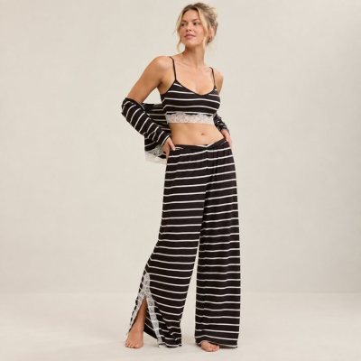 Striped Three Piece Lounge Set Supplier | Cami Cardigan and Pants Set Manufacturer