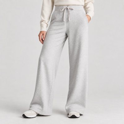 Light Grey Wide Leg Drawstring Sweatpants Supplier | Women's Lounge Pants Manufacturer