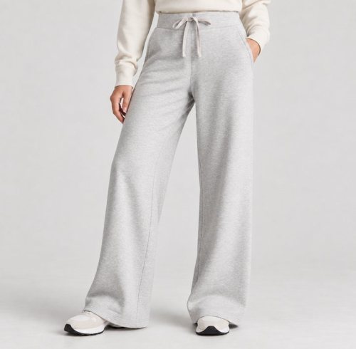 Light Grey Wide Leg Drawstring Sweatpants Supplier | Women's Lounge Pants Manufacturer