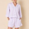Lilac Notch Collar Shirt and Shorts Set Supplier | Women's Woven Homewear Manufacturer