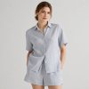 Linen Mariner Stripe Short Sleeve Pajama Set Supplier | Women's Linen Sleepwear