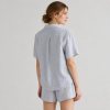 Linen Mariner Stripe Short Sleeve Pajama Set Supplier | Women's Linen Sleepwear