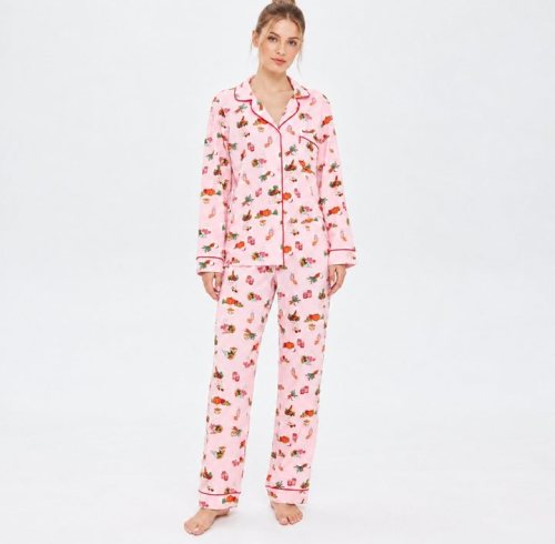 Harvest Print Pajama Set Supplier | Pink Printed Long Sleeve Sleepwear