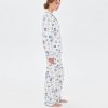 Kitchen Print Pajama Set Supplier | Blue and White Printed Sleepwear