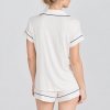 Contrast Piping Short Sleeve Pajama Set Supplier | Women's Jersey Sleepwear