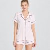 Contrast Piping Short Sleeve Pajama Set Supplier | Women's Jersey Sleepwear
