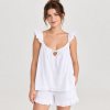 White Swiss Dot Ruffle Cami Set Supplier | Women's Cotton Sleepwear